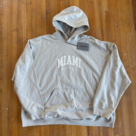 2022 Balenciaga Miami Cities Pullover Hoodie Sweatshirt Size 2 Medium Off White - Picture 1 of 10